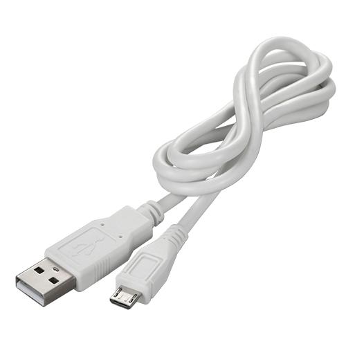 The Micro-B to USB-A 2.0 cable is used for charging and data transmission. The Micro-B end connects to the mobile printer, and the USB-A 2.0 end connects to the power adaptor or other devices.